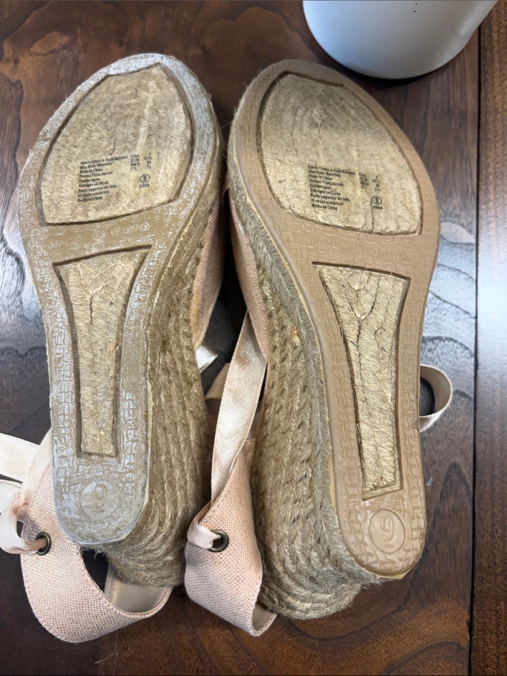 Montego Bay Club Blush Satin Ribbon Wedge Sandals - Picture 2 of 4